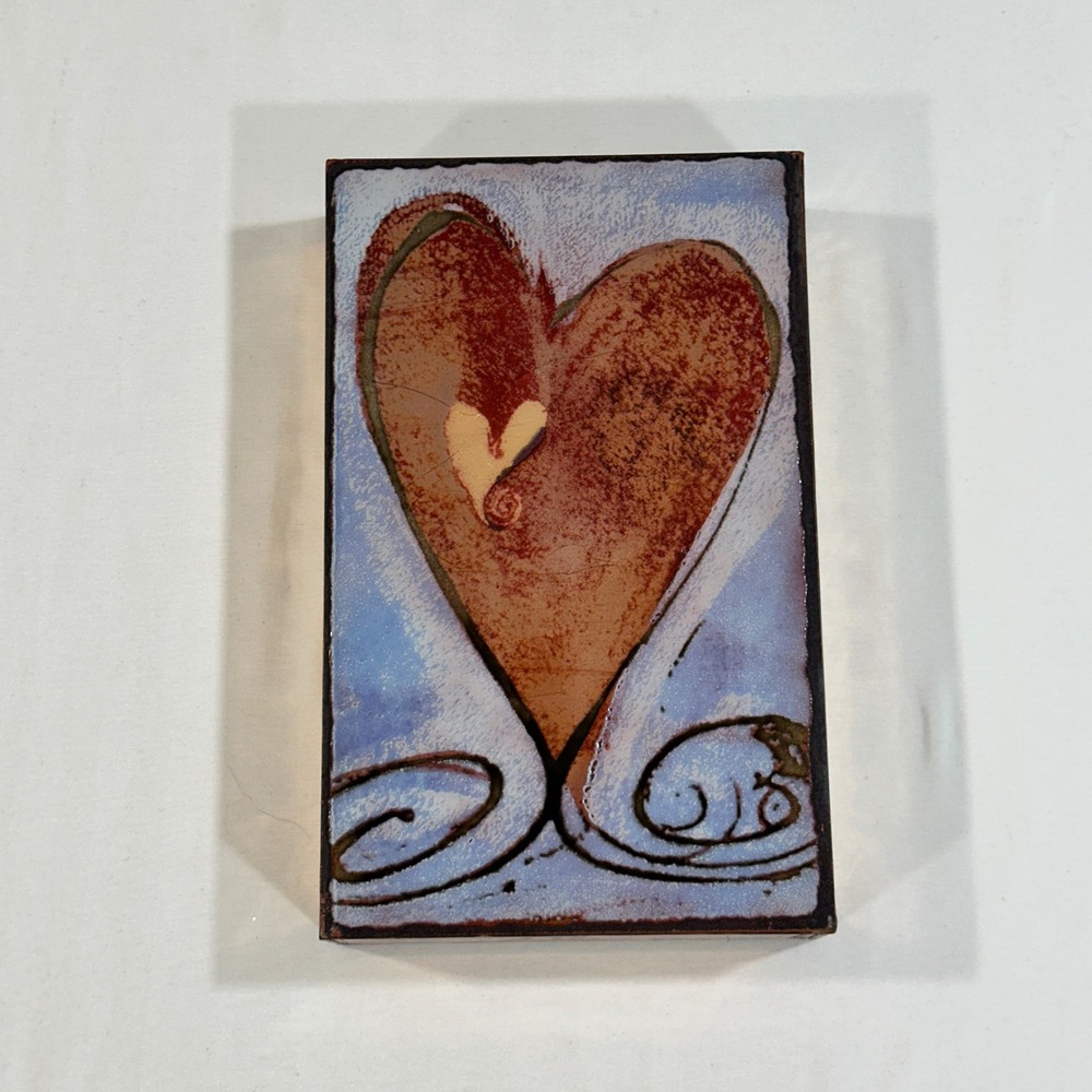 Houston Llew Spiritile No. 131 Turner Heart II Art Glass Copper Heart | Folk Art